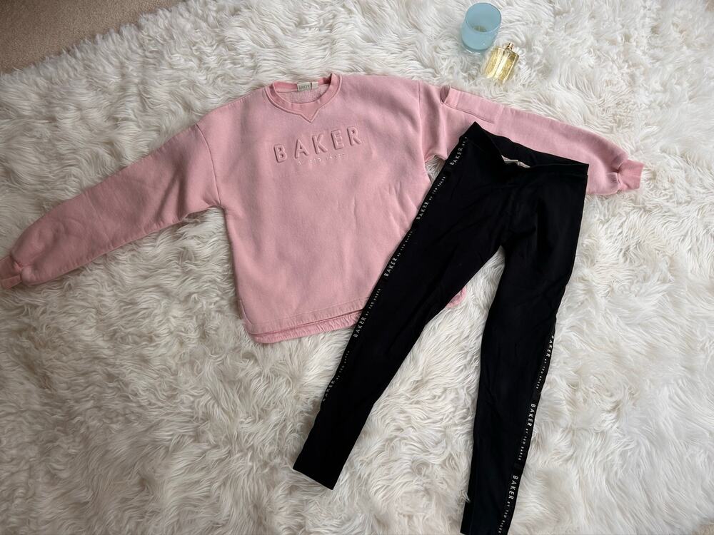 Baker by Ted Baker Girls' Pink Sweatshirt & Black Leggings Set